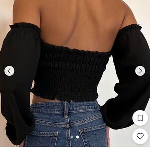 Abercrombie and Fitch off the shoulder bubble sleeves smocked top NWT